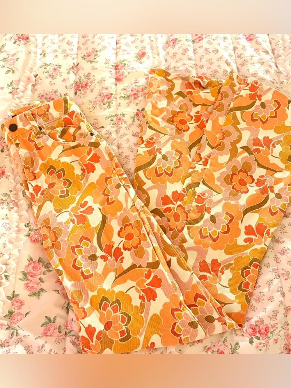 AFRM Floral Retro Quilt in Orange, Peach, Gold
